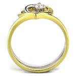 TS565 - Gold+Rhodium 925 Sterling Silver Ring with AAA Grade CZ  in Clear