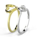 TS565 - Gold+Rhodium 925 Sterling Silver Ring with AAA Grade CZ  in Clear