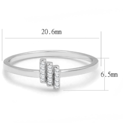 TS584 - Rhodium 925 Sterling Silver Ring with AAA Grade CZ  in Clear