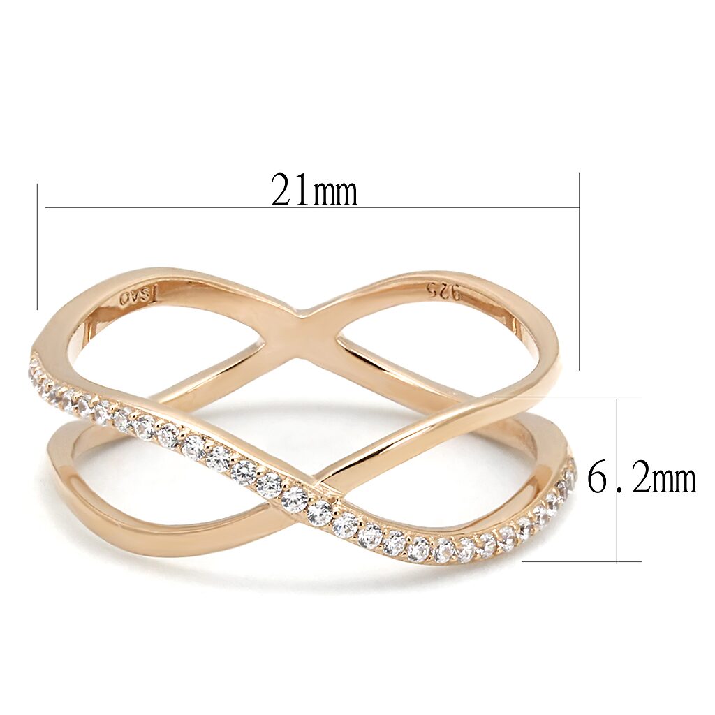 TS589 - Rose Gold 925 Sterling Silver Ring with AAA Grade CZ  in Clear