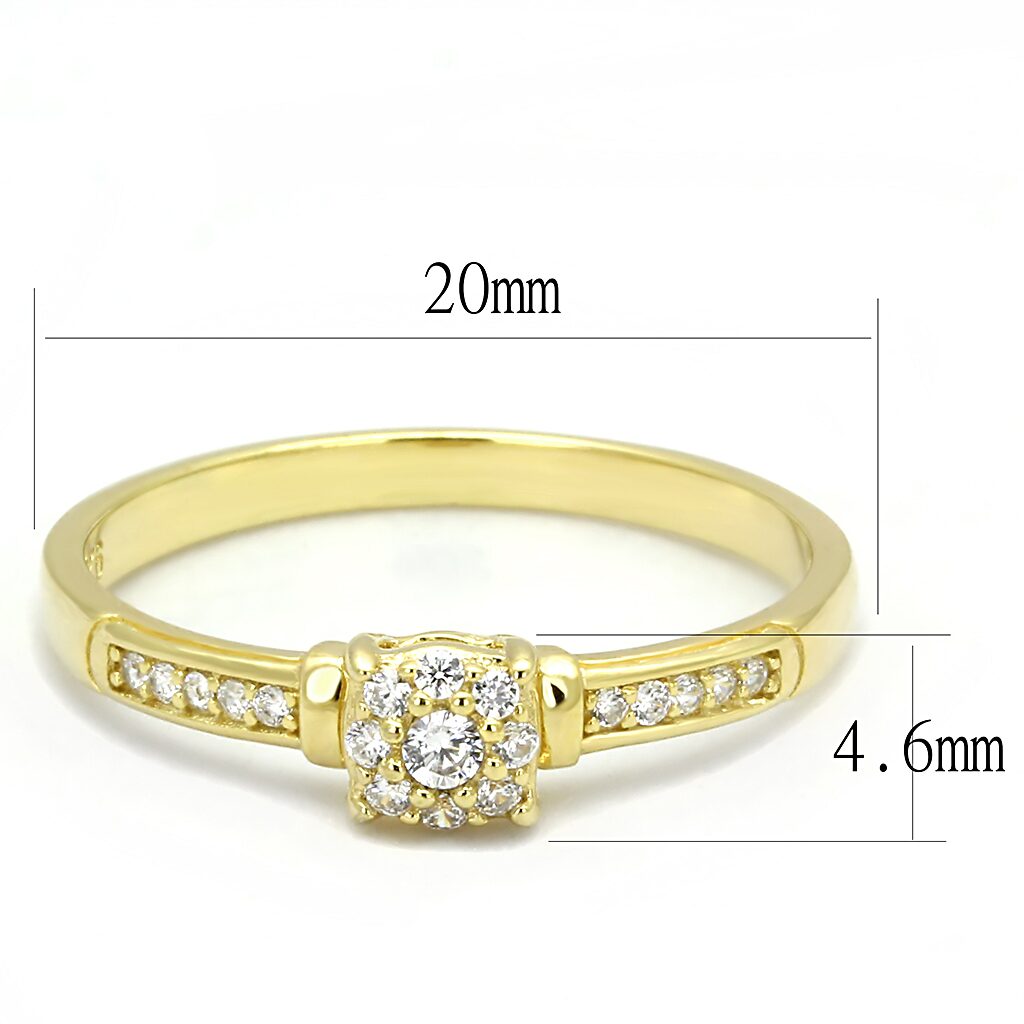 TS597 - Gold 925 Sterling Silver Ring with AAA Grade CZ  in Clear