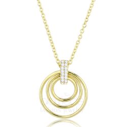 TS601 - Gold 925 Sterling Silver Necklace with AAA Grade CZ  in Clear