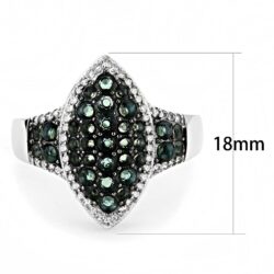 TS614 - Rhodium + Ruthenium 925 Sterling Silver Ring with Synthetic Synthetic Glass in Blue Zircon