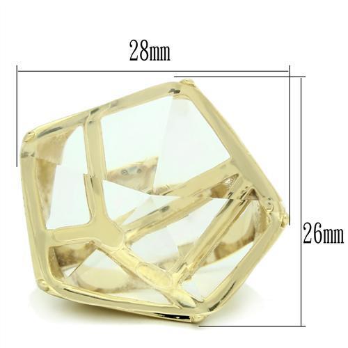 VL007 - Gold Brass Ring with Synthetic Synthetic Stone in Clear