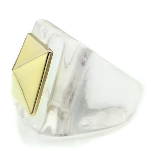 VL015 - Gold Brass Ring with Synthetic Synthetic Stone in Clear