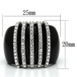 VL099 - High polished (no plating) Stainless Steel Ring with Top Grade Crystal  in Clear