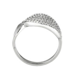 DA388 - High polished (no plating) Stainless Steel Ring with AAA Grade CZ in Clear