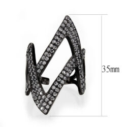 TK3748 IP Black  Stainless Steel Ring with AAA Grade CZ in Clear