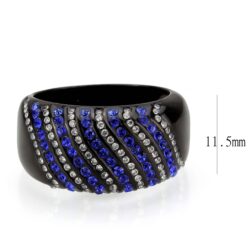 TK3751 IP Black  Stainless Steel Ring with AAA Grade CZ in Blue