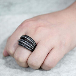 TK3752 IP Black Stainless Steel Ring with AAA Grade CZ in Clear