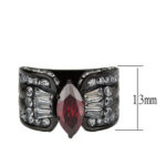 TK3776 - IP Black (Ion Plating) Stainless Steel Ring with AAA Grade CZ in Garnet