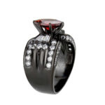 TK3776 - IP Black (Ion Plating) Stainless Steel Ring with AAA Grade CZ in Garnet