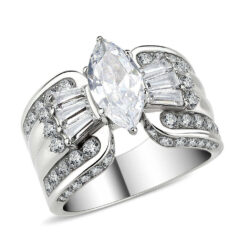 TK3777 - High polished (no plating) Stainless Steel Ring with AAA Grade CZ in Clear