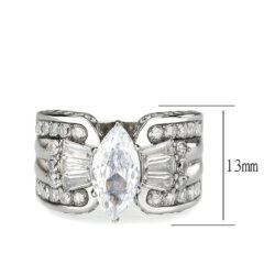 TK3777 - High polished (no plating) Stainless Steel Ring with AAA Grade CZ in Clear