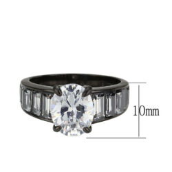 TK3778 - IP Black (Ion Plating) Stainless Steel Ring with AAA Grade CZ in Clear