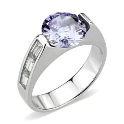 TK3780 - High polished (no plating) Stainless Steel Ring with AAA Grade CZ in LightAmethyst