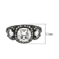 TK3784 - IP Black (Ion Plating) Stainless Steel Ring with AAA Grade CZ in Clear