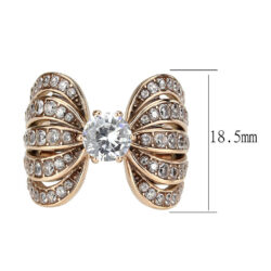 TK3786 - IP Rose Gold(Ion Plating) Stainless Steel Ring with AAA Grade CZ in Clear