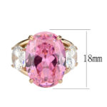 TK3789 - IP Rose Gold(Ion Plating) Stainless Steel Ring with AAA Grade CZ in Rose