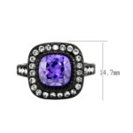 TK3811 - IP Black (Ion Plating) Stainless Steel Ring with AAA Grade CZ in Amethyst