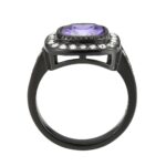 TK3811 - IP Black (Ion Plating) Stainless Steel Ring with AAA Grade CZ in Amethyst