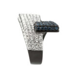 TK3815 - Two Tone IP Black (Ion Plating) Stainless Steel Ring with Top Grade Crystal in MultiColor