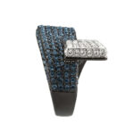 TK3815 - Two Tone IP Black (Ion Plating) Stainless Steel Ring with Top Grade Crystal in MultiColor