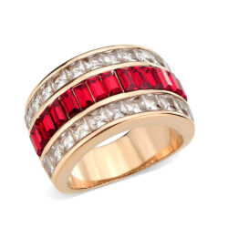 TK3823 - IP Rose Gold(Ion Plating) Stainless Steel Ring with Top Grade Crystal in Red Series