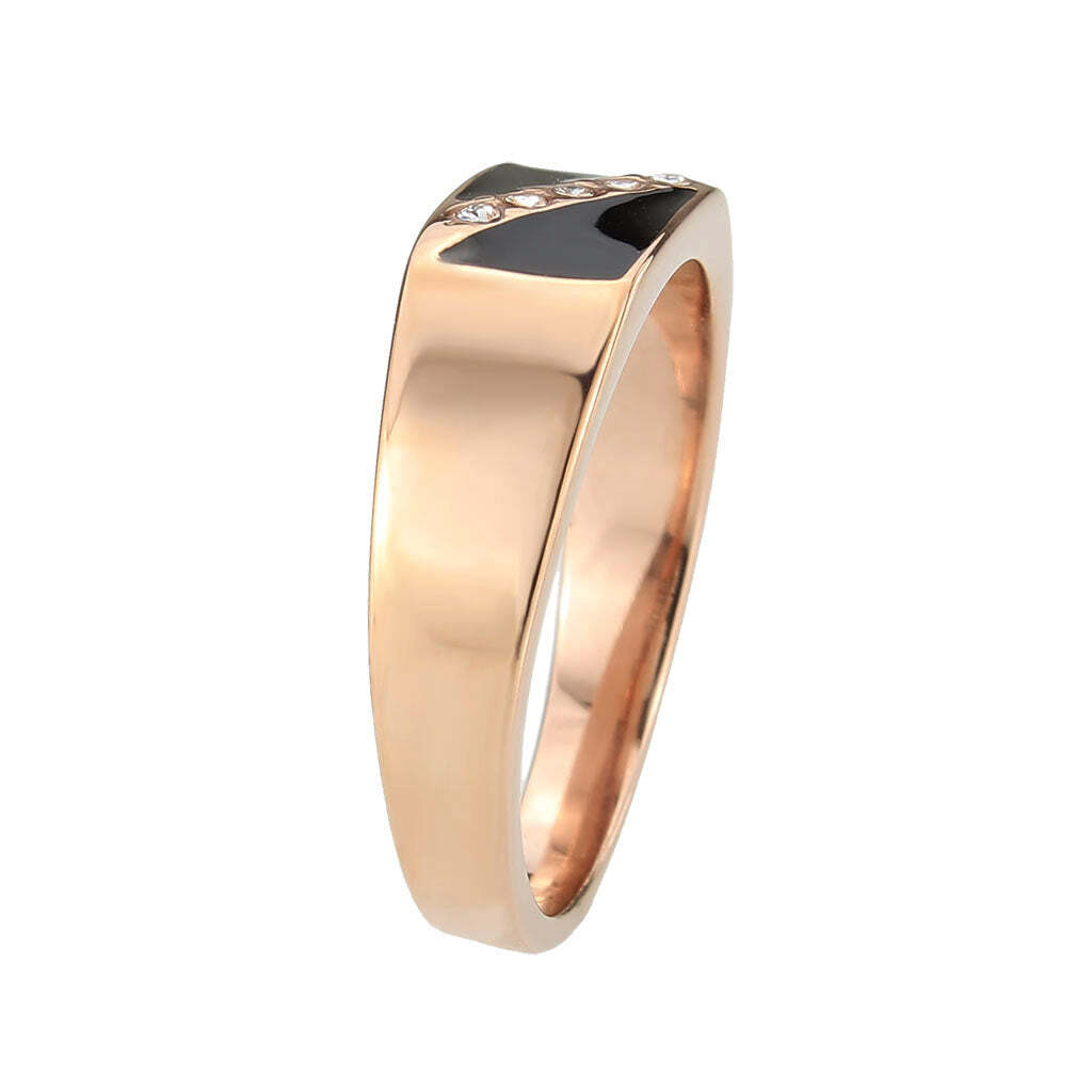 TK3831 - IP Rose Gold(Ion Plating) Stainless Steel Ring with Top Grade Crystal in Clear